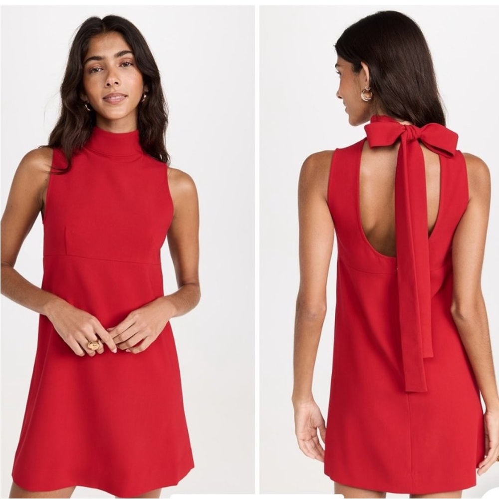 STAUD Red Sleeveless Mini Dress with Back Tie